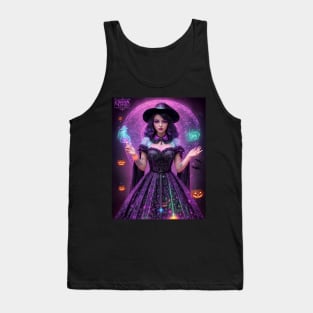 Halloween Spooky Neon Black Magic Witch Tank Top